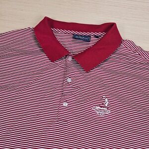 Bobby Jones Polo Shirt Pinehurst 1895 Mens XL Maroon Striped Golf Short Sleeve